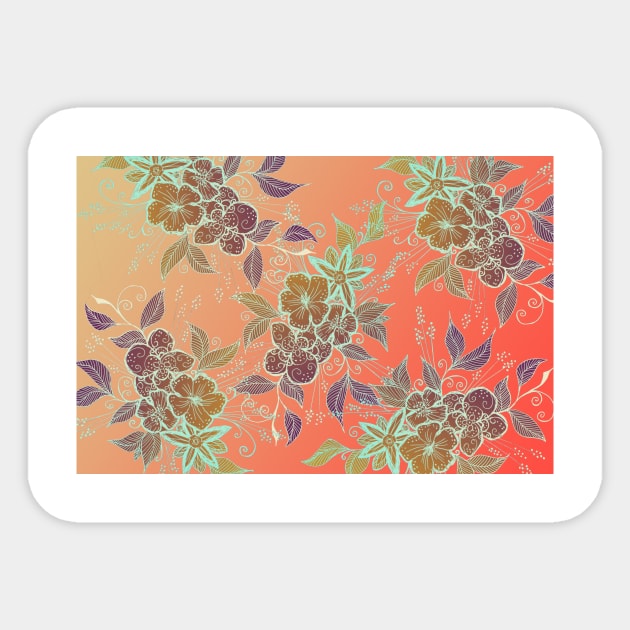 Bronze and Orange Flower Pattern Sticker by ZeichenbloQ